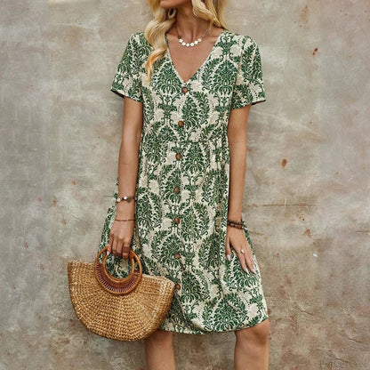 M Floral Casual Slim Summer Sundress