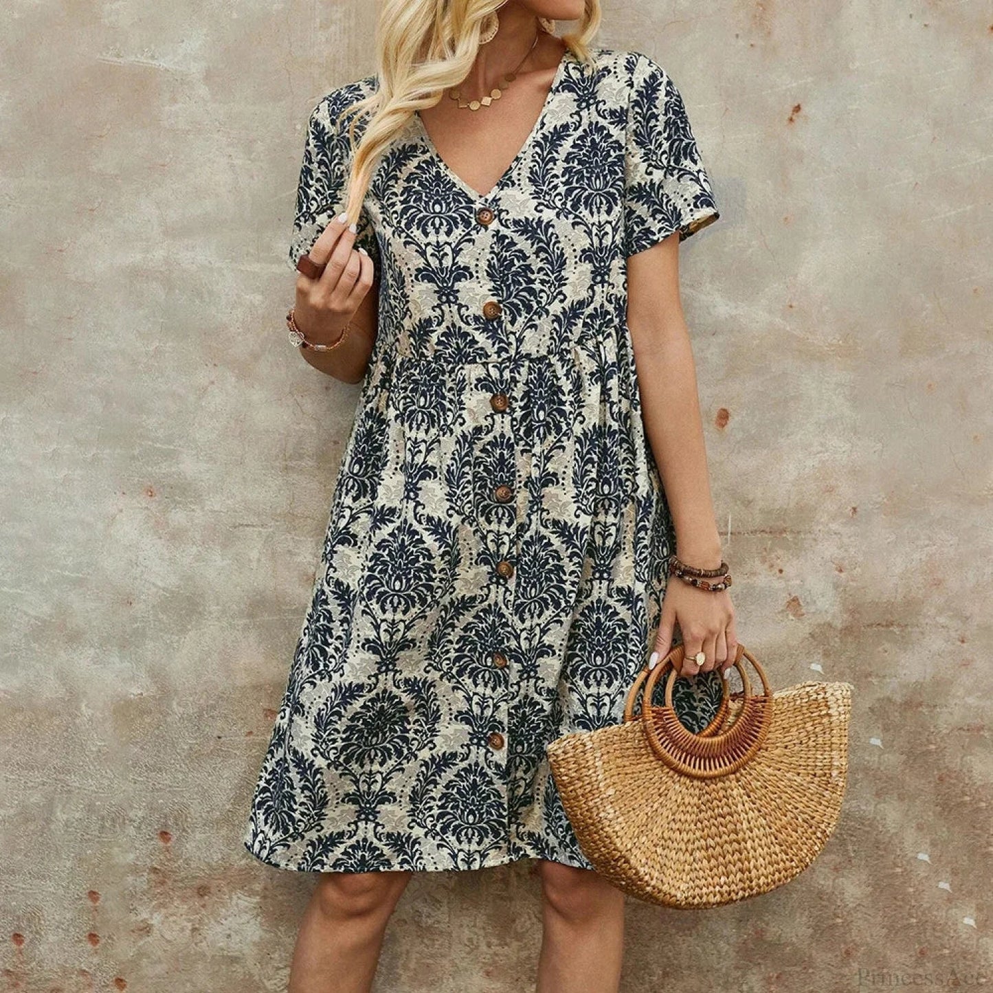 M Floral Casual Slim Summer Sundress