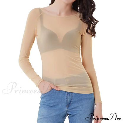 Mesh Arm Women's Sheer Long Top