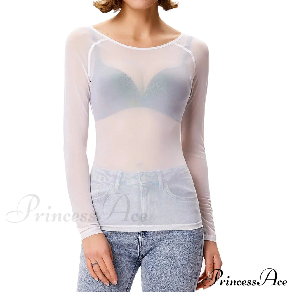 Mesh Arm Women's Sheer Long Top