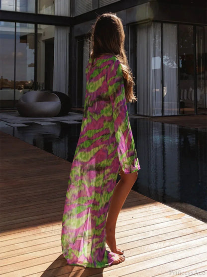 Conjunto de bikini de tres piezas con cubierta de malla