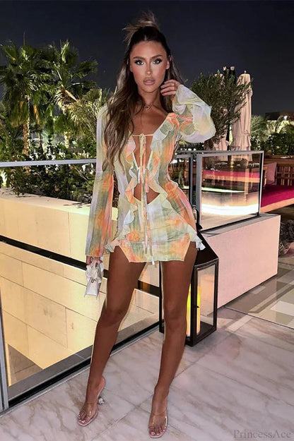 Mesh Hollow Out Transparent Vacation Dress