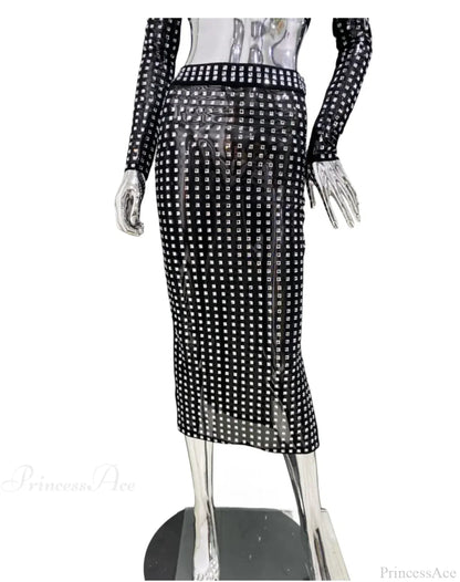 Mesh Top Skirt Sparkling Party Dress