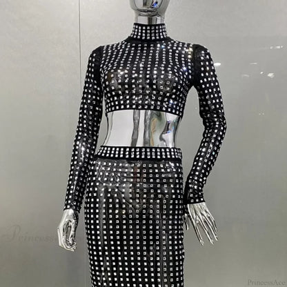 Mesh Top Skirt Sparkling Party Dress