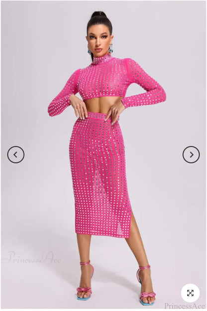 Mesh Top Skirt Sparkling Party Dress