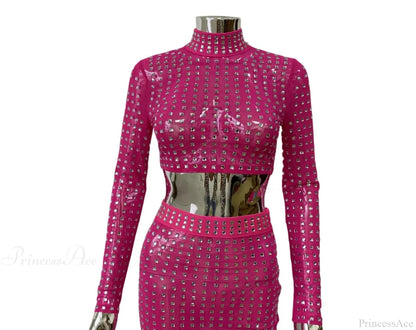 Mesh Top Skirt Sparkling Party Dress
