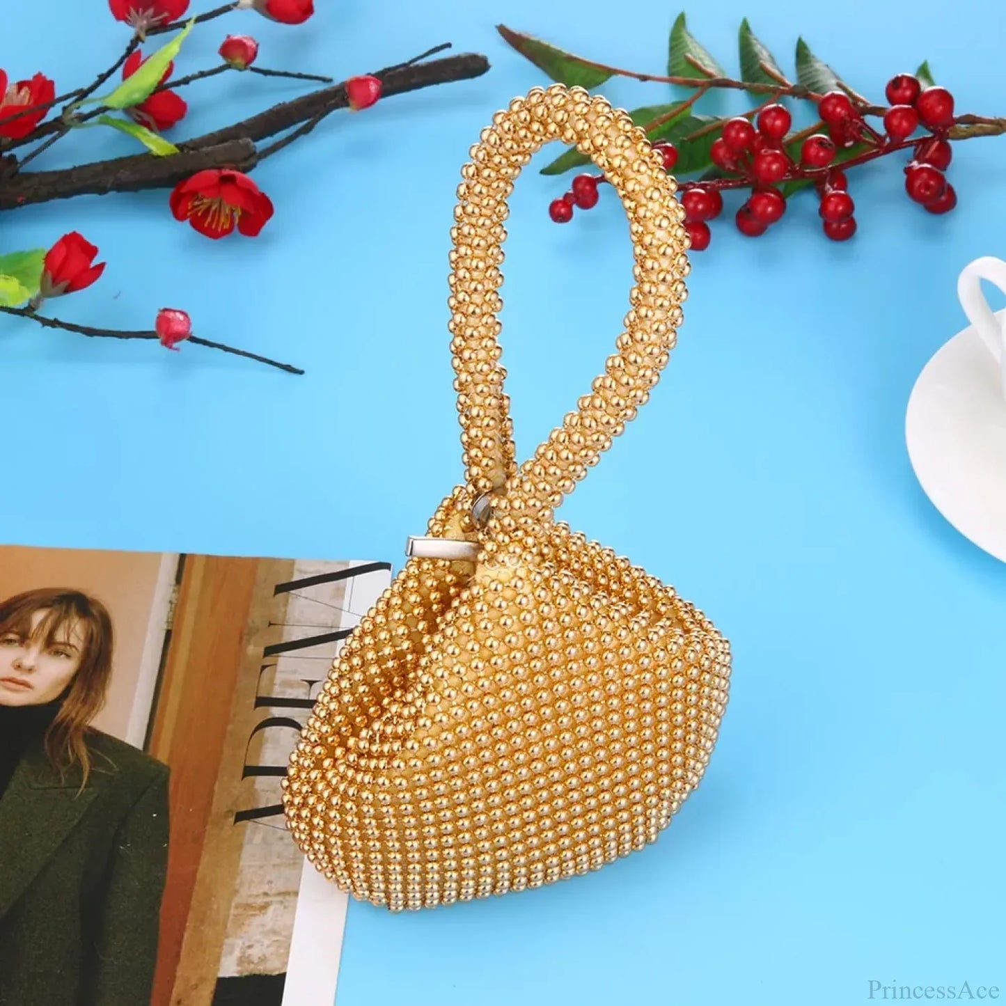 Metal Glitter Dinner Pouch Evening Banquet Clutch Bag