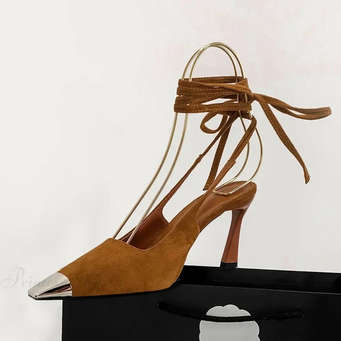 Metal Square Toe Retro Suede Cross Straps GladiatorFashion Sexy Pumps High Heel