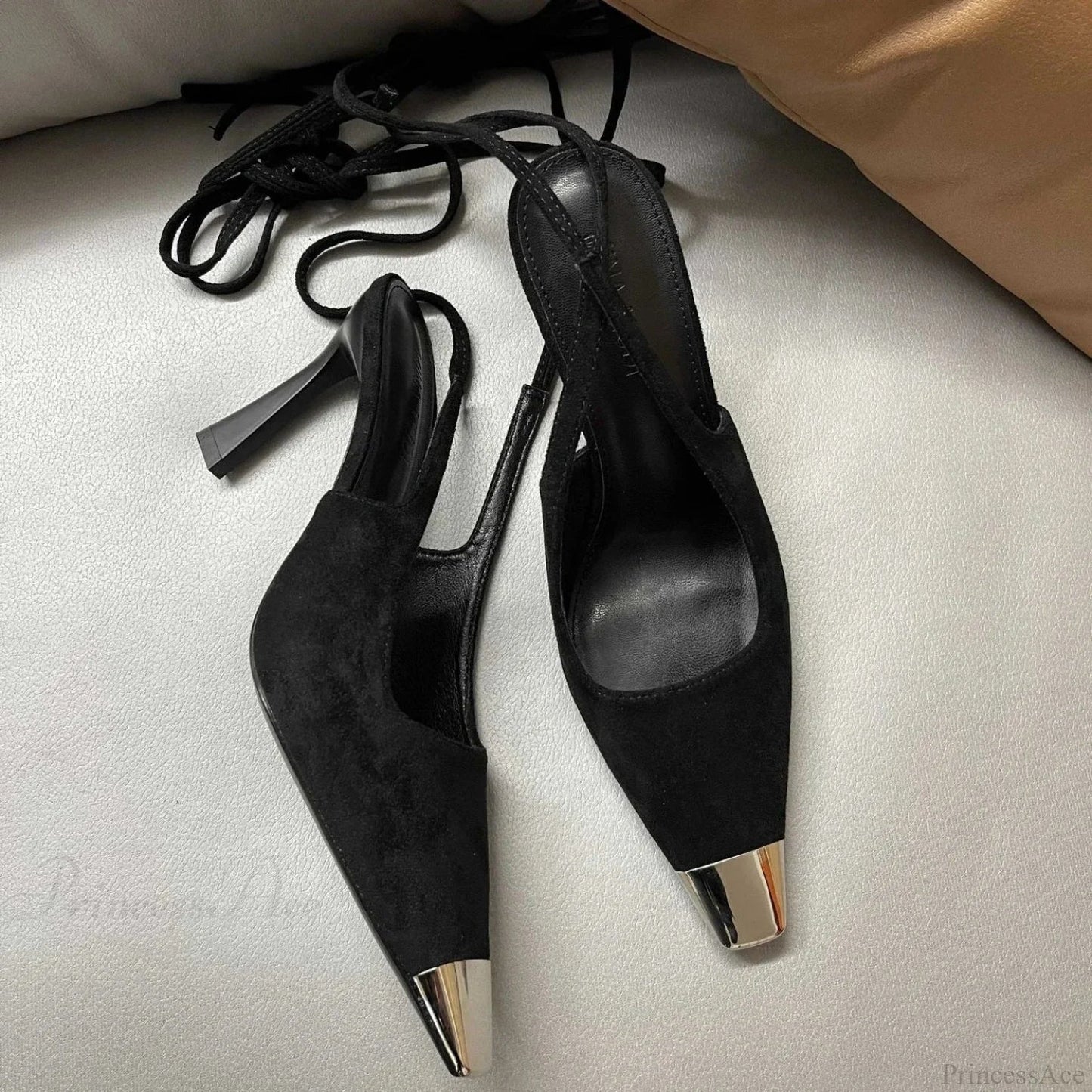 Metal Square Toe Retro Suede Cross Straps GladiatorFashion Sexy Pumps High Heel