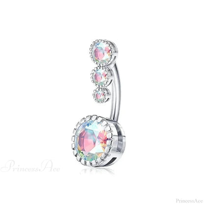 Metallic Crystal Circular Gothic Navel Ring