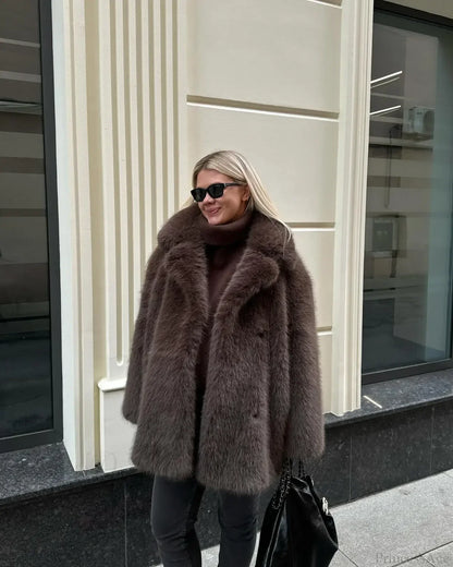 Mid-Length Faux Fur Plush ImiTation Coat