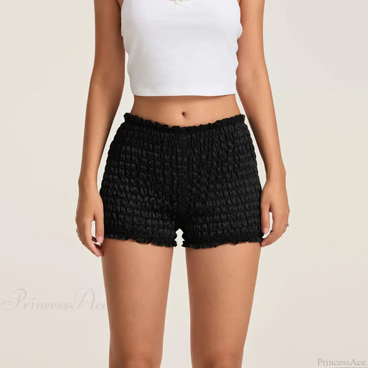 Mid Rise Ruched Elastic Waist Short