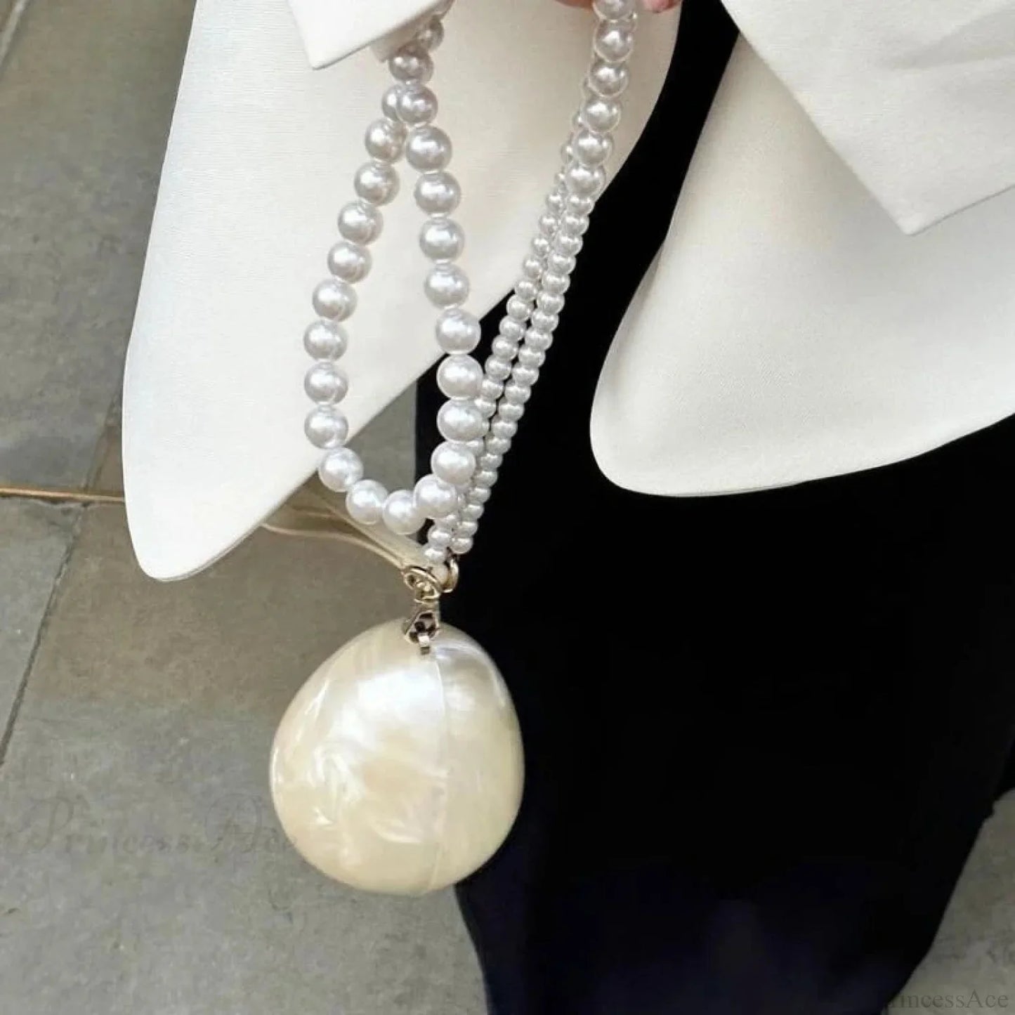 Mini Acrylic Egg Bag Beaded Strap Evening Clutch Bag