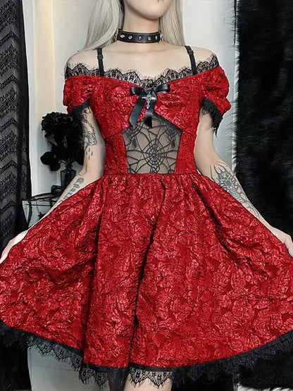 Mini Party Aesthetic One Shoulder Strap Sexy Lace Cutouts Elegant A Line High Waist Dress