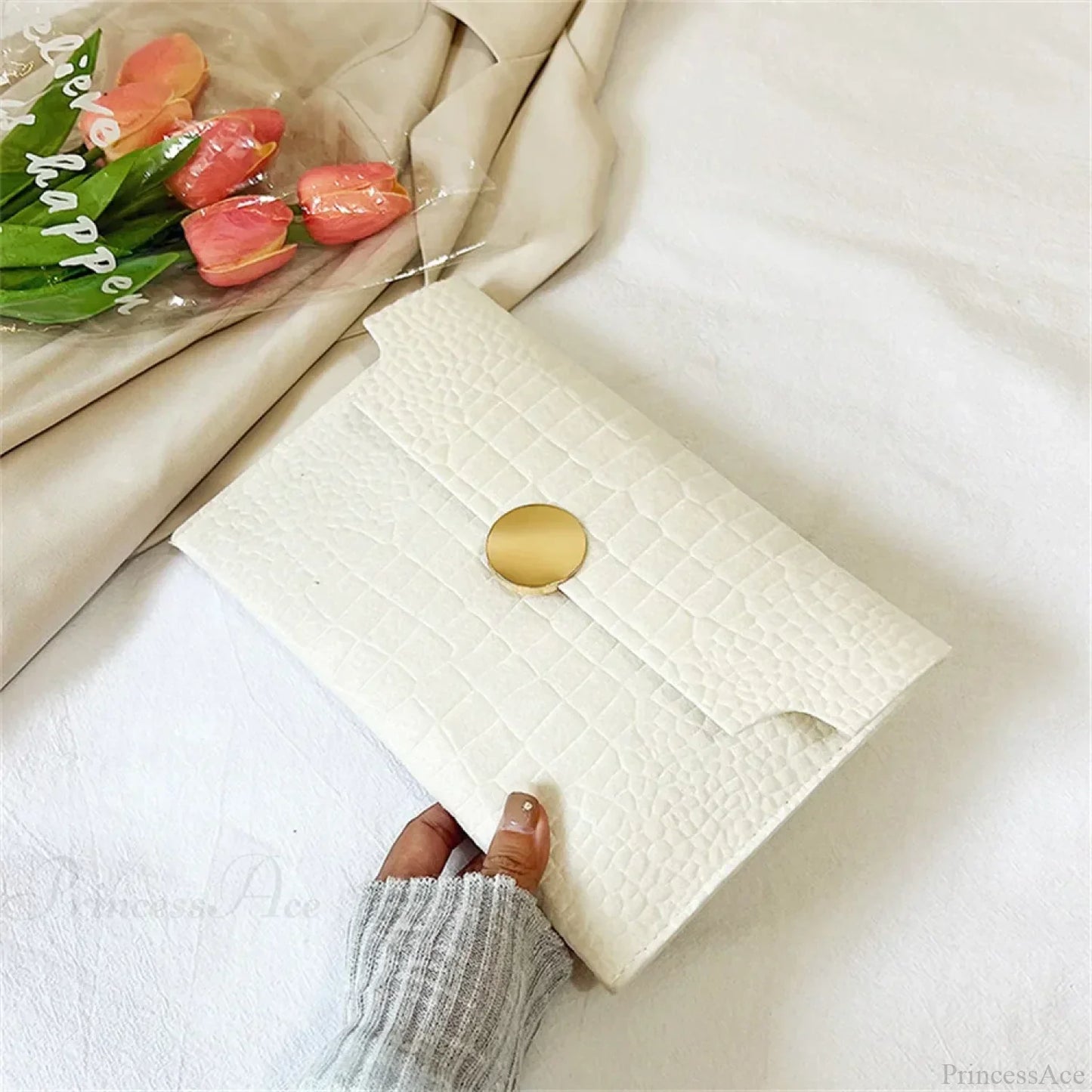 Minimalism Felt Indentation Clutch Wristlet