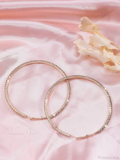 Minimalist Rhinestone Inlaid Chunky Hoop Earrings