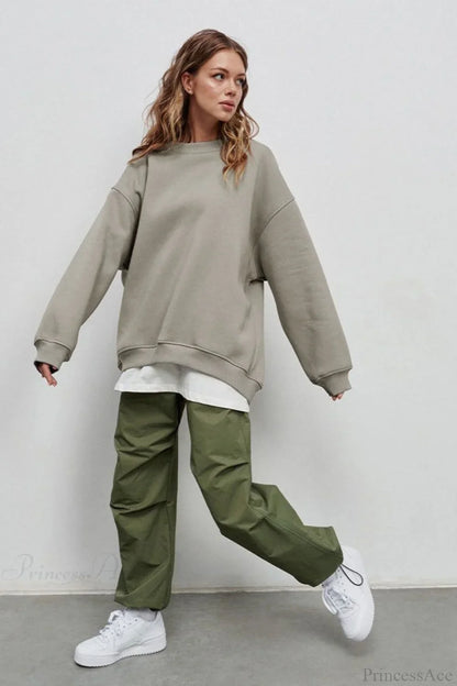 Minimalist Solid Crew Neck Oversize Sweatshirts