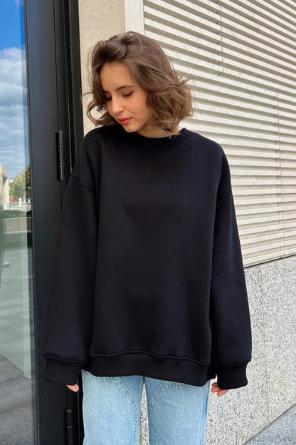 Minimalist Solid Crew Neck Oversize Sweatshirts