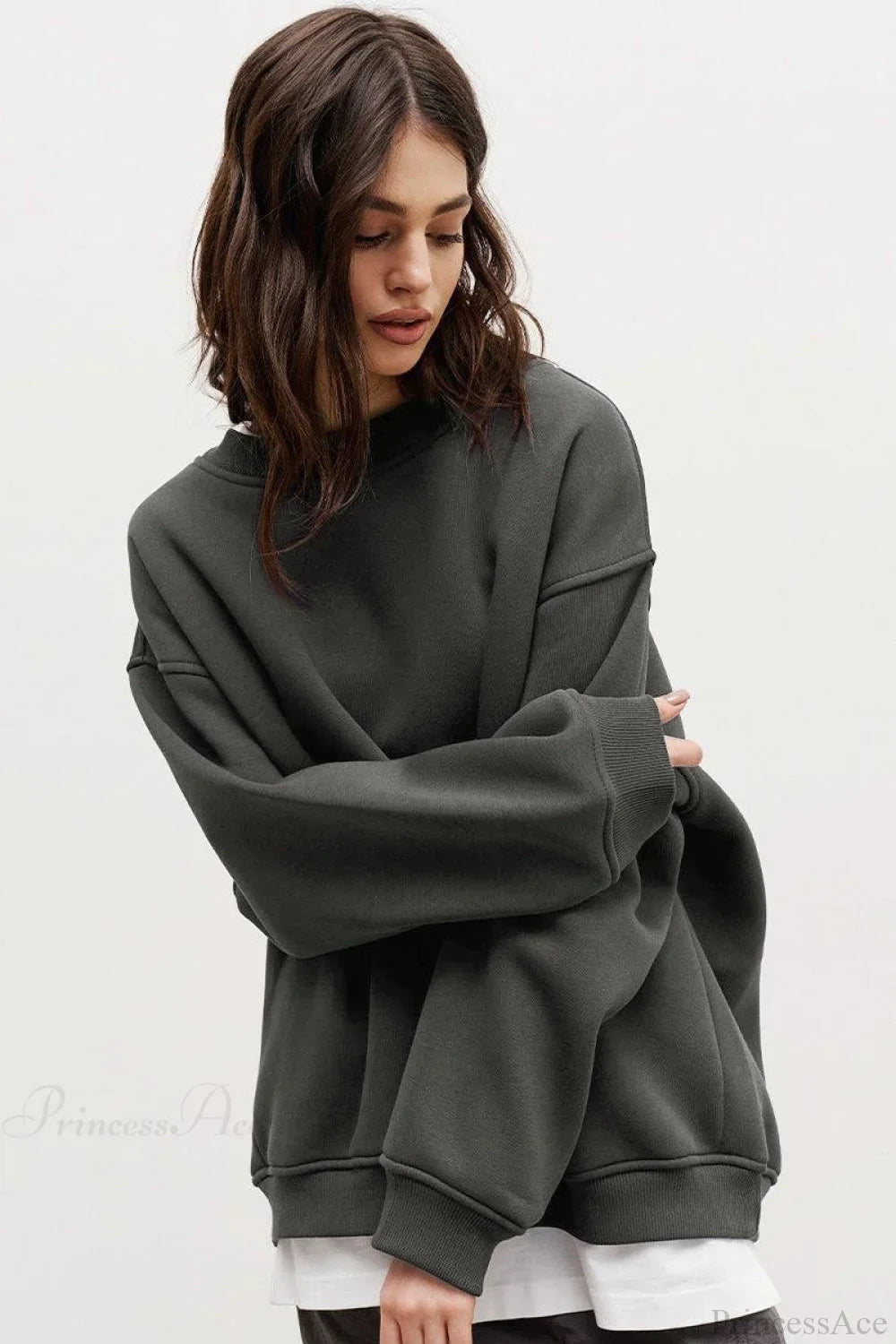 Minimalist Solid Crew Neck Oversize Sweatshirts