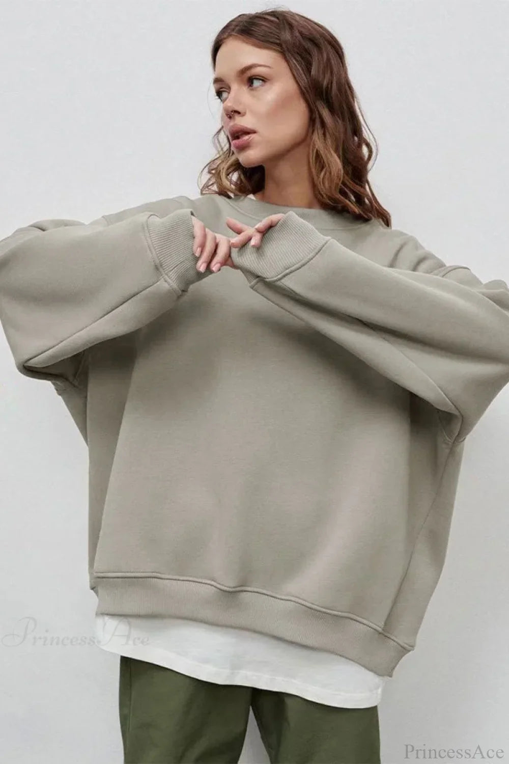 Minimalist Solid Crew Neck Oversize Sweatshirts