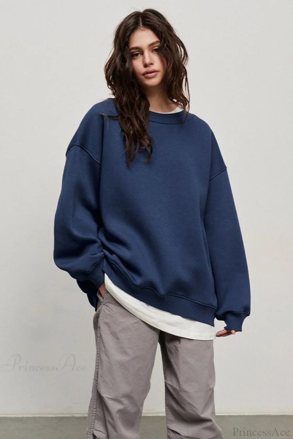 Minimalist Solid Crew Neck Oversize Sweatshirts
