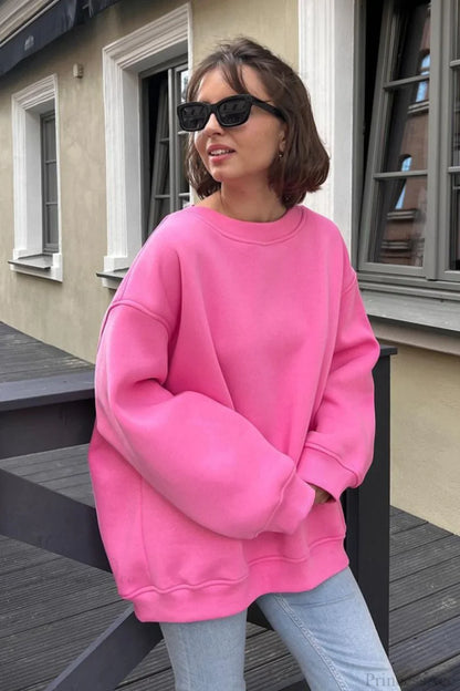 Minimalist Solid Crew Neck Oversize Sweatshirts