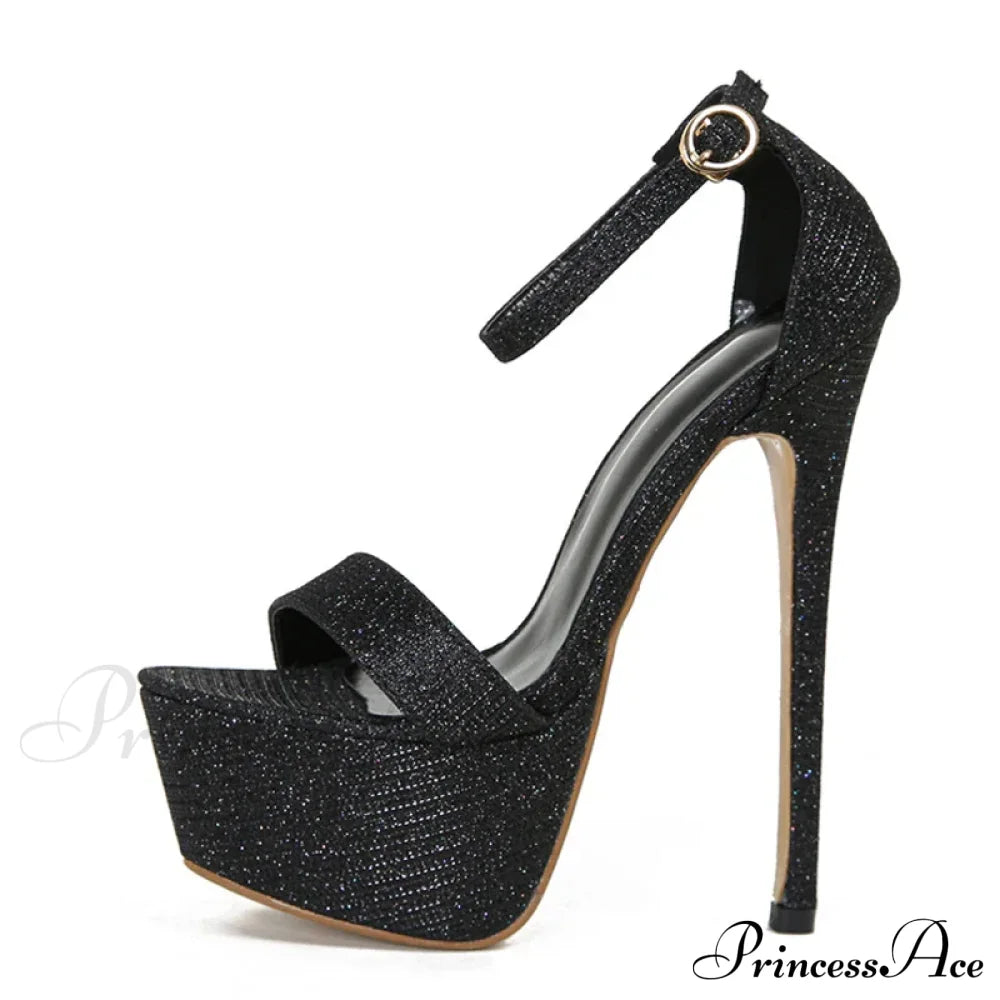 Model Catwalk Sequined Platform Sandals - Open Toe Party Nachtclub Stripper Heels Pole Dance Shoes - Size 34-46