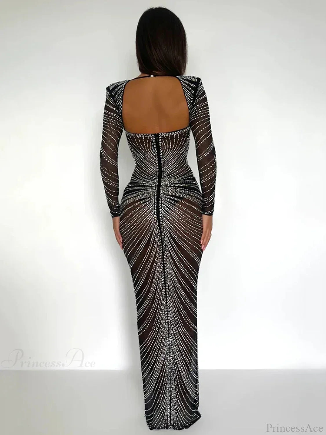 Mozision Glitter Mesh See Through Party Maxi Dress For Women Christmas Party Dress
