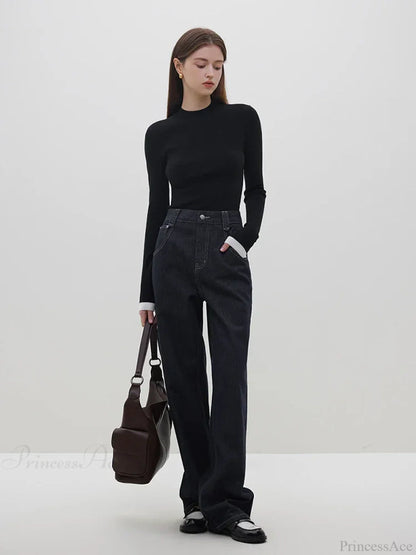 Multiple Colors Half Turtleneck Slim Knitted Sweater