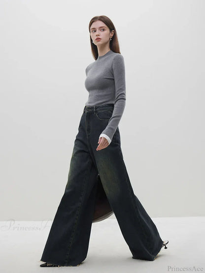 Multiple Colors Half Turtleneck Slim Knitted Sweater