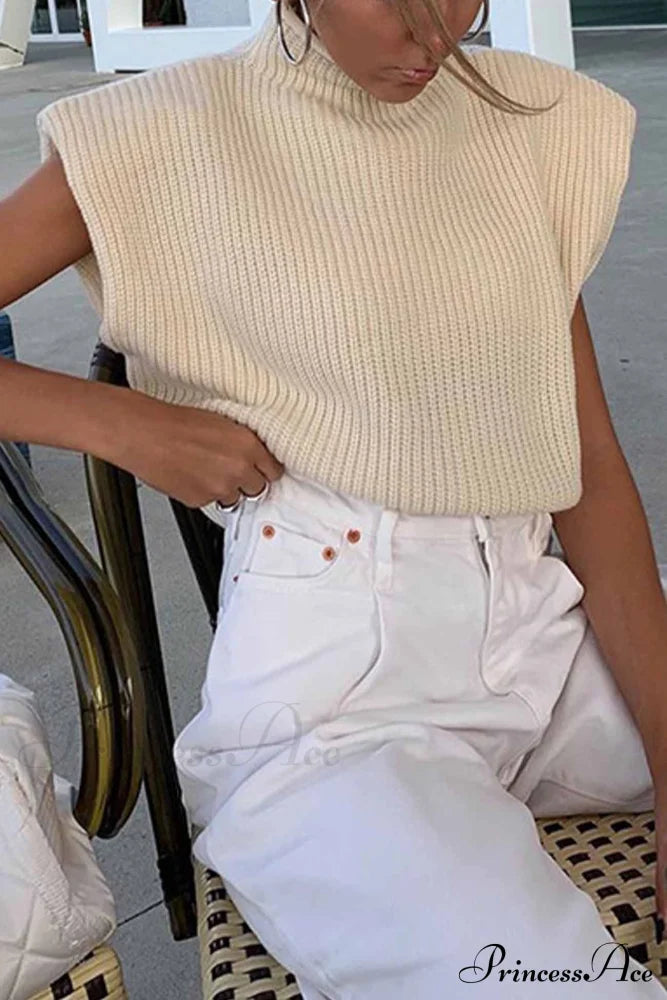 Neck Mock Sleeveless Sweater