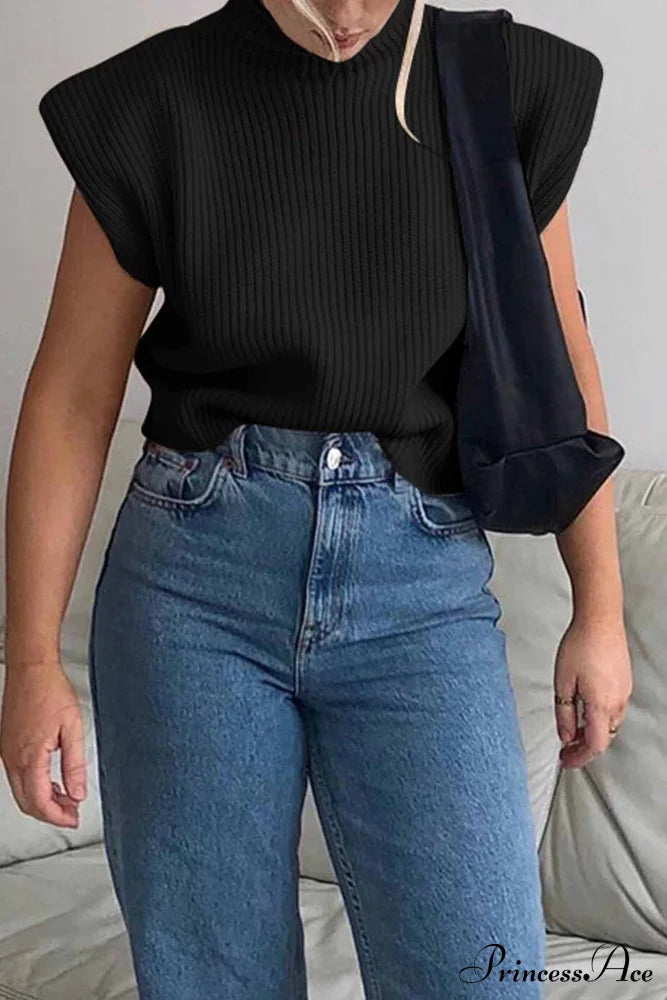 Neck Mock Sleeveless Sweater