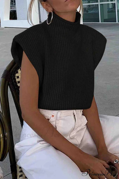 Neck Mock Sleeveless Sweater