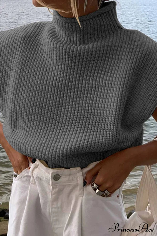 Neck Mock Sleeveless Sweater
