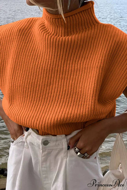 Neck Mock Sleeveless Sweater