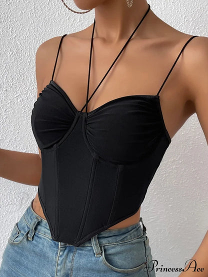 Neon Orange Asymmetrical Hem Bustier Cami Top