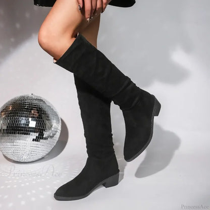 New Fashion Trendy British Retro Brown Autumn Suede Casual Big Knee High Boot