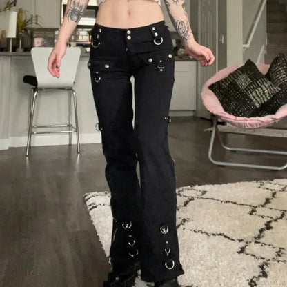 New Gloomy Punk Gothic Y2K Patchwork Pant