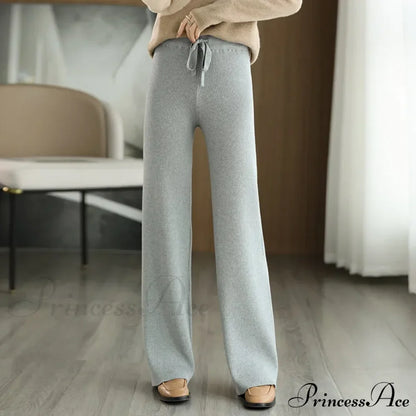 New Merino Wool Ladies High Waist Wide Leg Casual Loose Pants