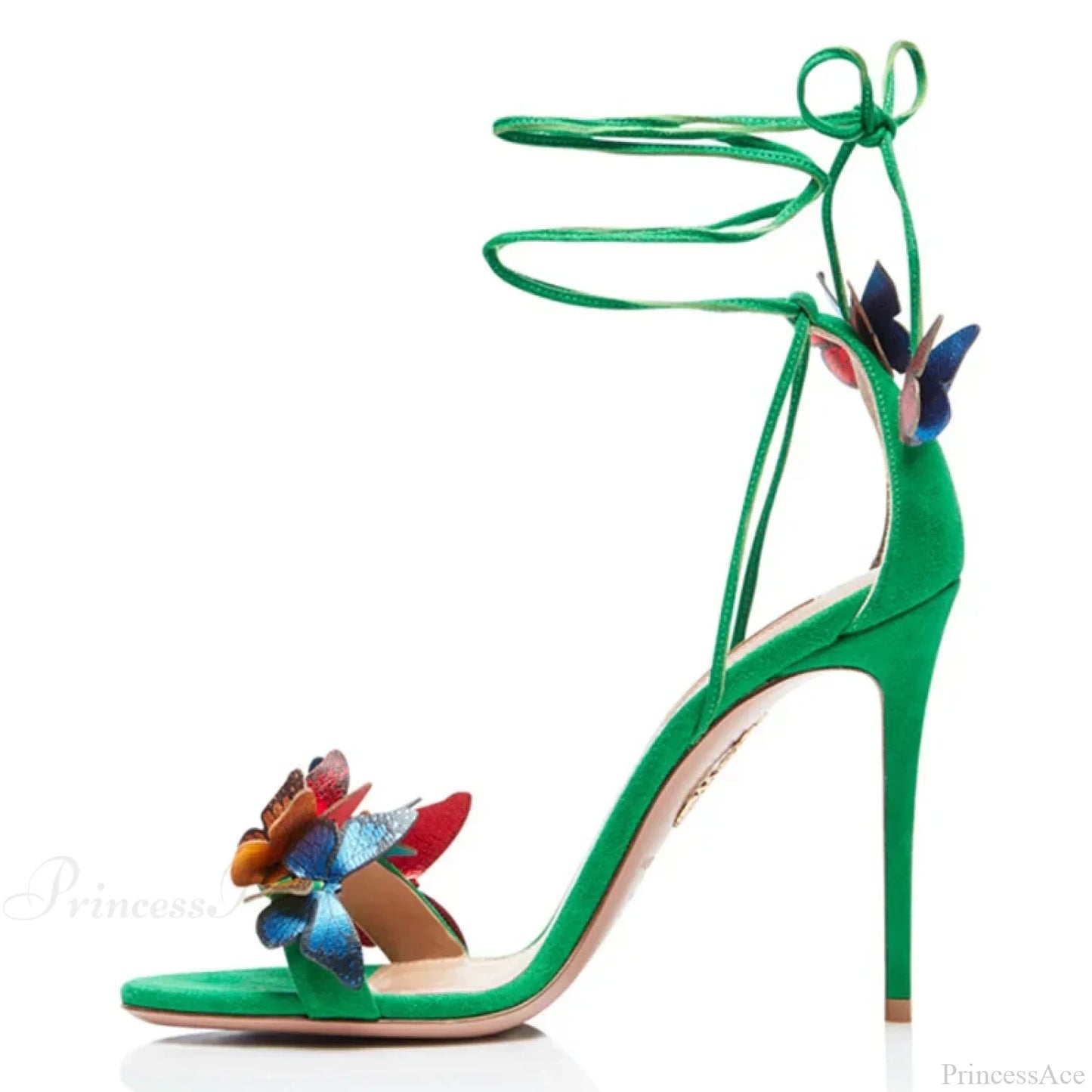 New Yellow Green Cross Strap Butterfly Open Toe Elegant High Heel
