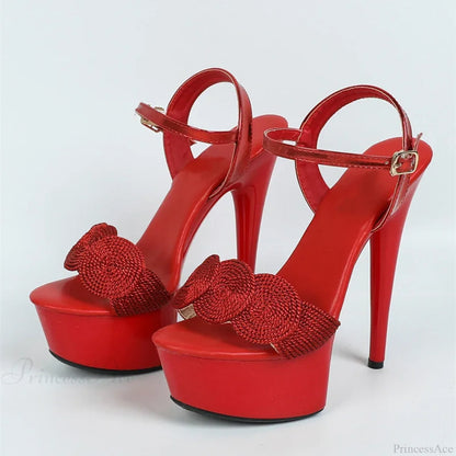 NewFashion Buckle-Strap Red High-Heels Platform Sandals Wedding Prom Open-Toe Stiletto Women High Heel