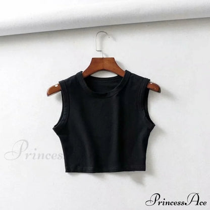 O-Neck White Solid Skinny Crop Top