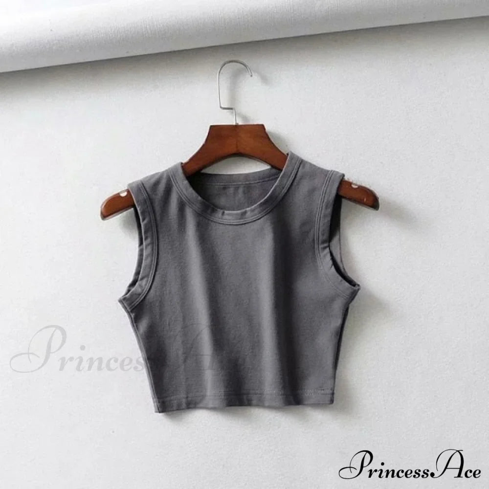 O-Neck White Solid Skinny Crop Top