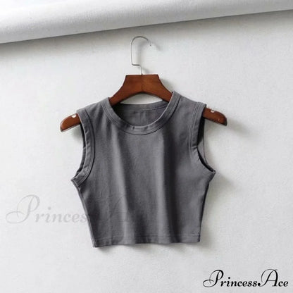 O-Neck White Solid Skinny Crop Top