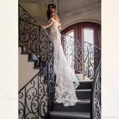 Off-Shoulder Lace Mermaid Bridal Wedding Dress