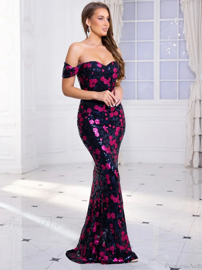 Off-Shoulder Sequin Party Dress