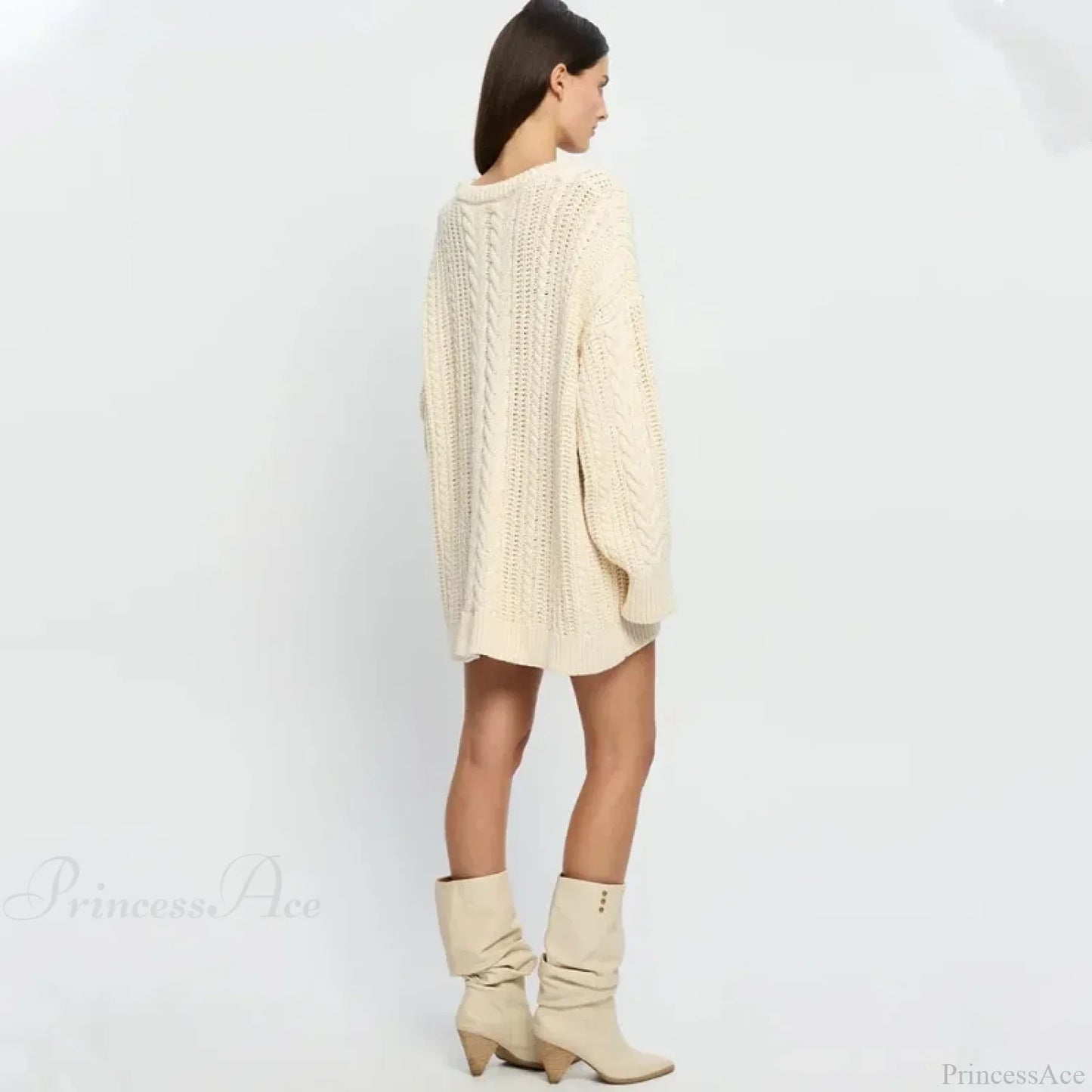 Off-Shoulder Solid Long Sleeve Knitted Sweater