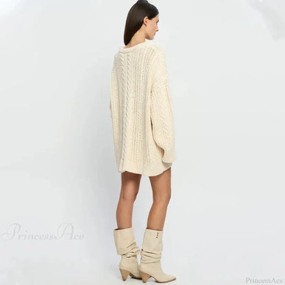 Off-Shoulder Solid Long Sleeve Knitted Sweater