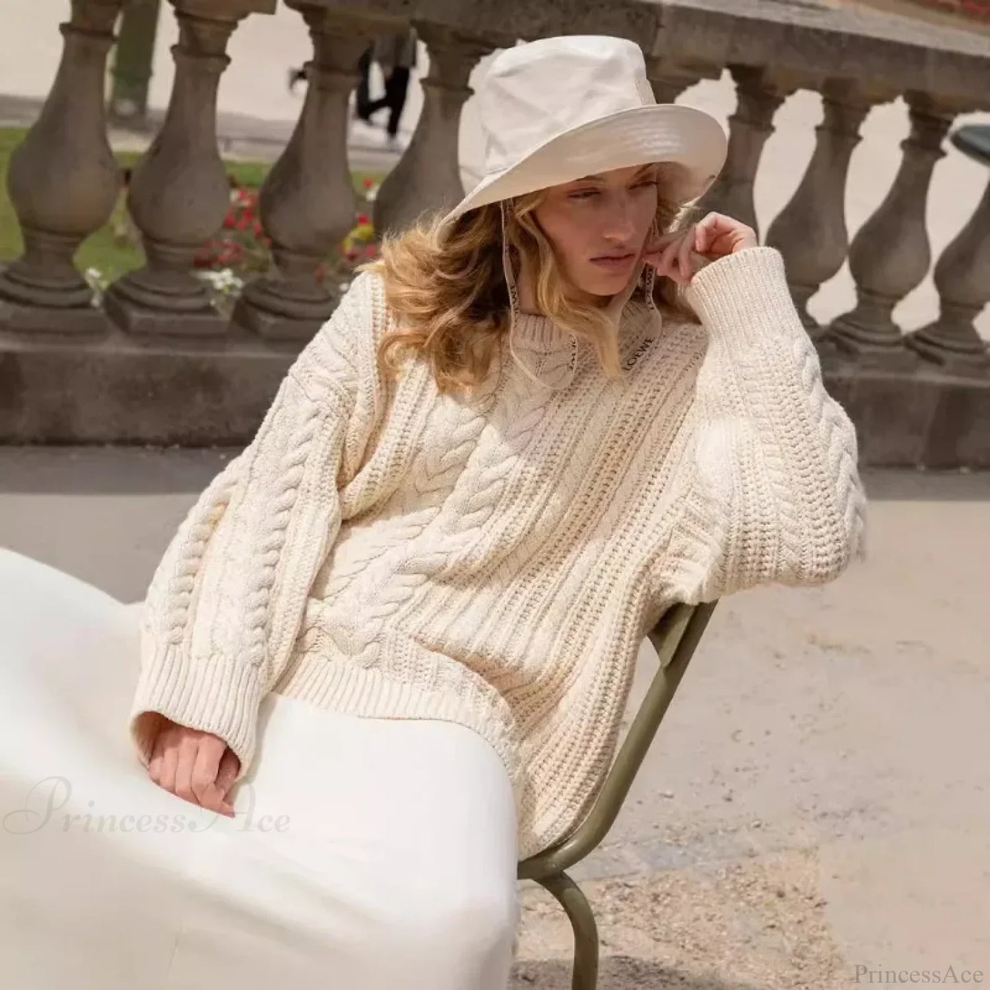 Off-Shoulder Solid Long Sleeve Knitted Sweater