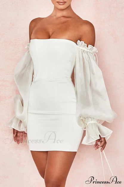 Off-the-Shoulder Mini Dress with Bell Sleeves